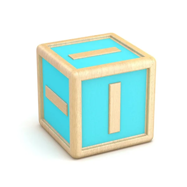 Carta I alfabeto de madeira blocos fonte girada. 3D — Fotografia de Stock