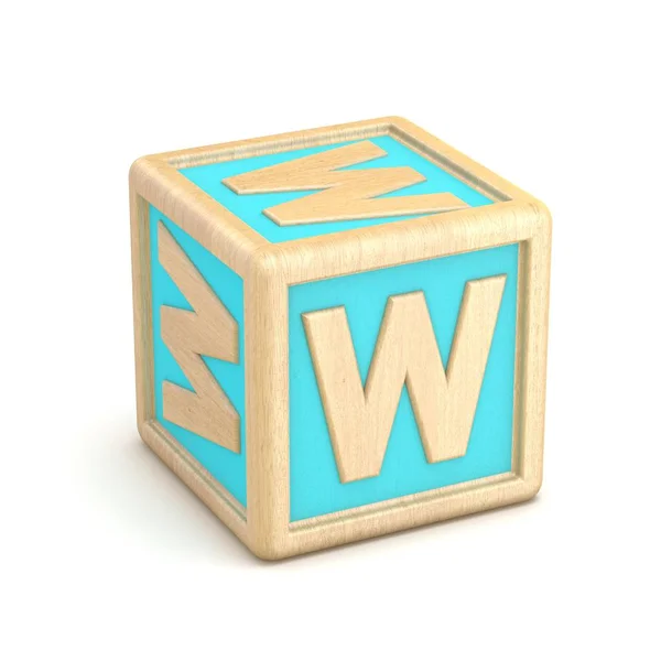 Letter W houten alfabet blokken lettertype gedraaid. 3D — Stockfoto