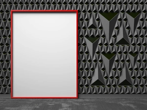 Leeg, rood, frame van de afbeelding op een zwarte achtergrond triangulated — Stockfoto