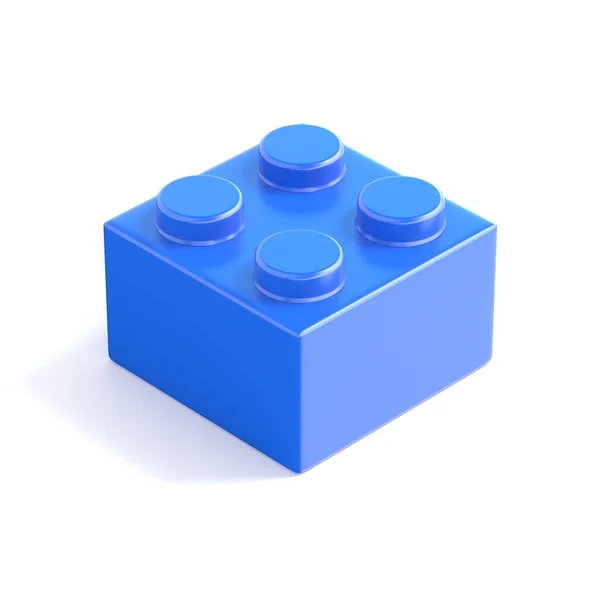 Bloco de construção de plástico azul, brinquedo para crianças. Vista superior. 3D — Fotografia de Stock