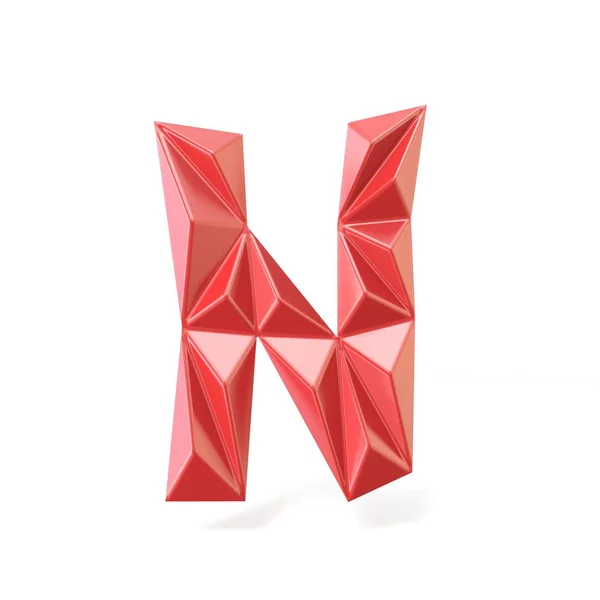 Rött moderna triangulära typsnitt bokstaven N. 3d — Stockfoto