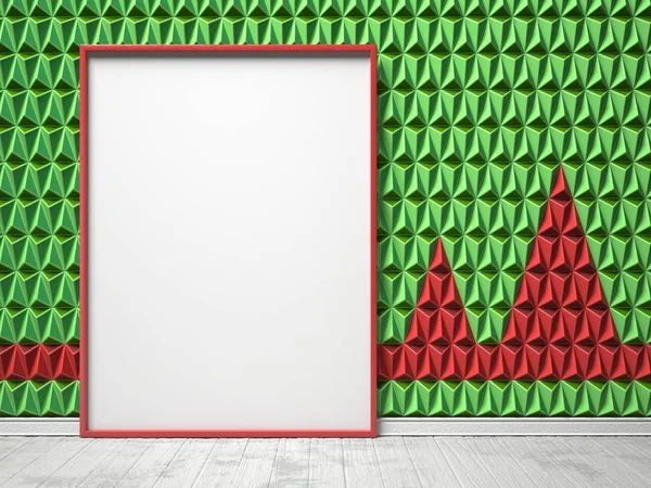 Moldura em branco no fundo triangulado verde e vermelho. Mo — Fotografia de Stock