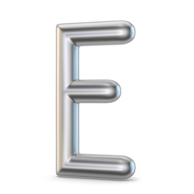 Metal alfabe sembol. E harfinin 3d