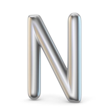 Metal alfabe sembol. N harfi 3d