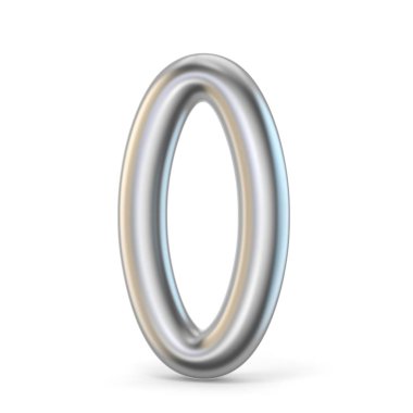 Metal gümüş yazı tipi. Sıfır 0 3d sayısı