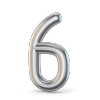 Metal gümüş yazı tipi. Numara altı 6 3d
