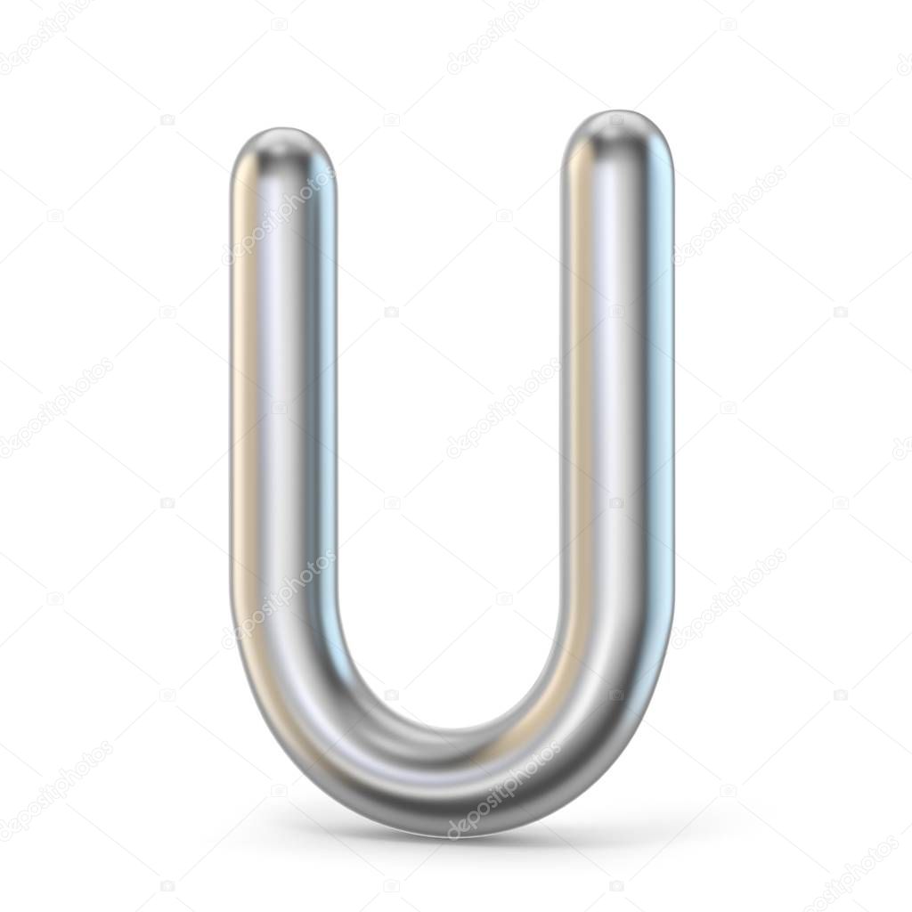 Metal alphabet symbol. Letter U 3D