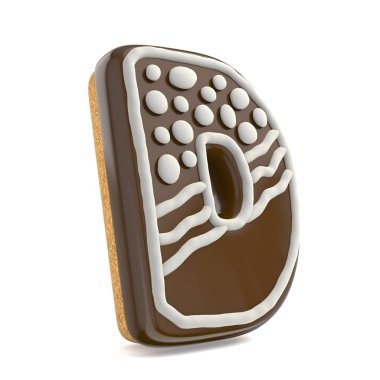 Mektup D çikolata Noel gingerbread yazı tipi WHI ile dekore edilmiştir.