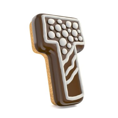 Mektup T çikolata Noel gingerbread yazı tipi WHI ile dekore edilmiştir.