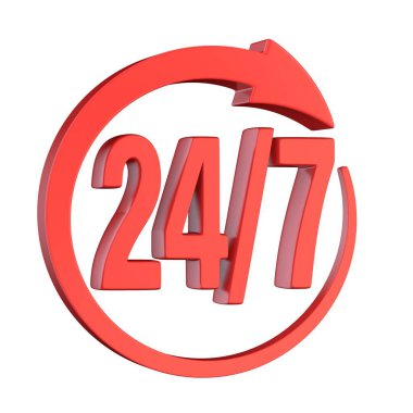24/7 daire ok işareti 3d