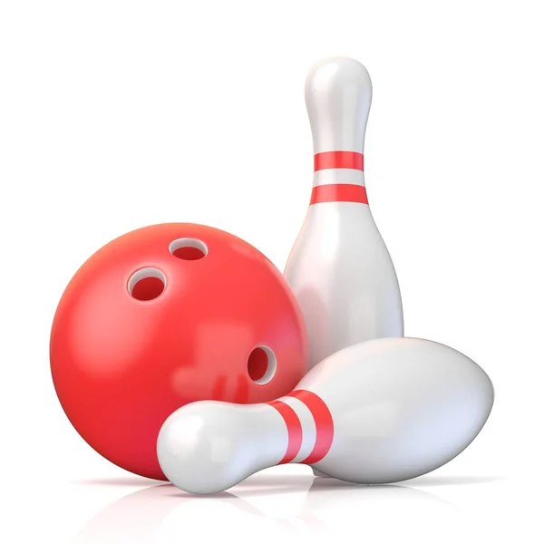 Skittles and bowling ball 3D — Stock Photo, Image