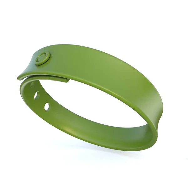 Зеленый резиновый браслет. 3D — стоковое фото
