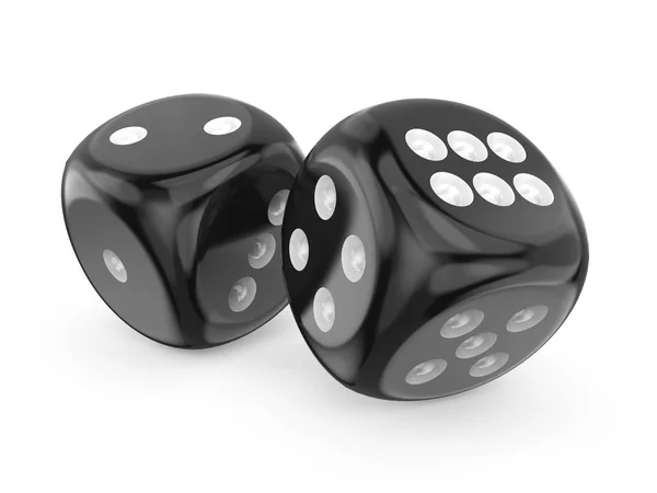 Black game dices 3D — Stock Photo, Image