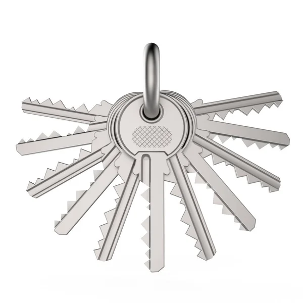 Kupie klucze, przedni widok 3d — Zdjęcie stockowe