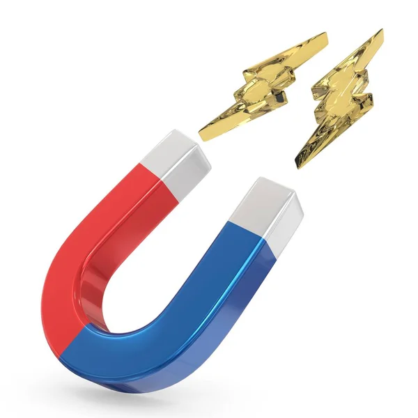 Red and blue horseshoe magnet, side view 3D — Stok Foto