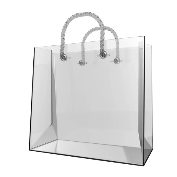 Transparent glass shopping bag 3D — Stock Photo, Image