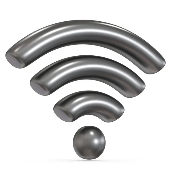 Metal grey WiFi sign 3D — Stock Photo, Image