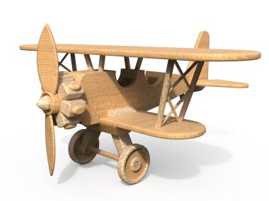 Ahşap oyuncak uçak 3d