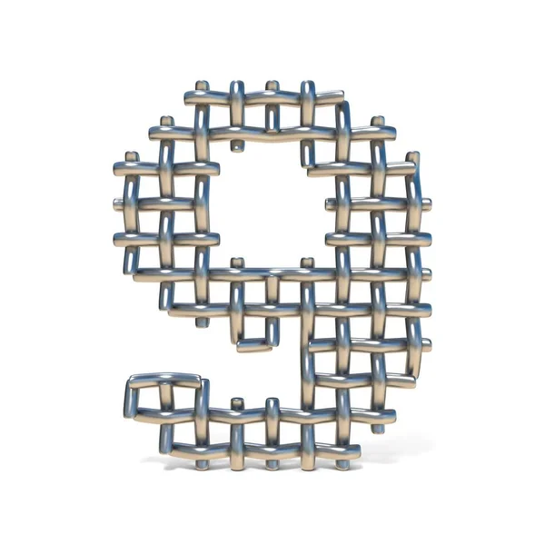Carattere Metal Wire mesh Numero 9 NINE 3D — Foto Stock