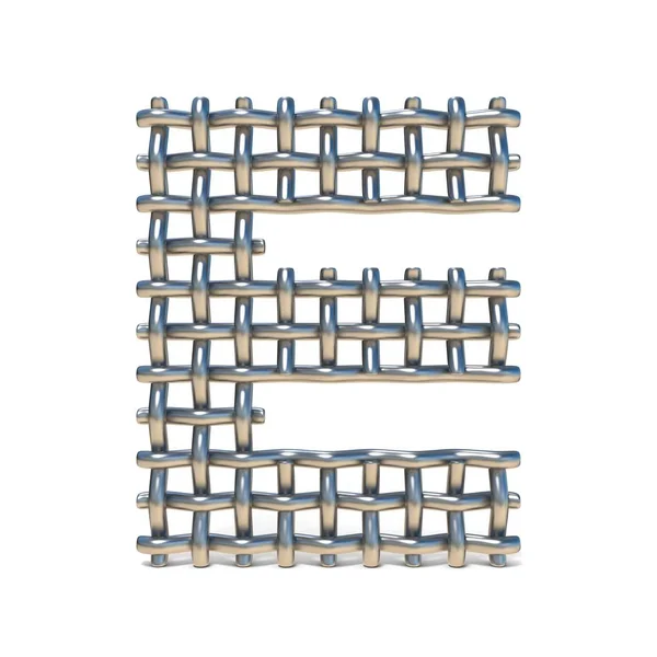 Metal Wire Mesh fonte LETTER E 3D — Fotografia de Stock
