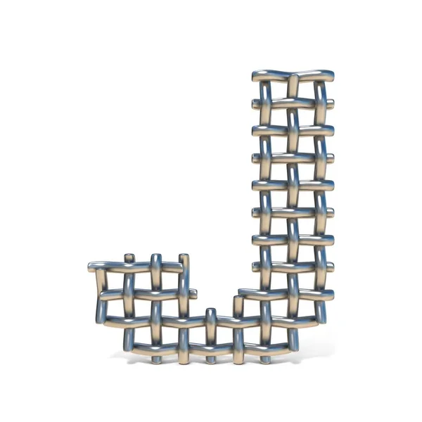 Metal tel kafes yazı tipi harf J 3d — Stok fotoğraf