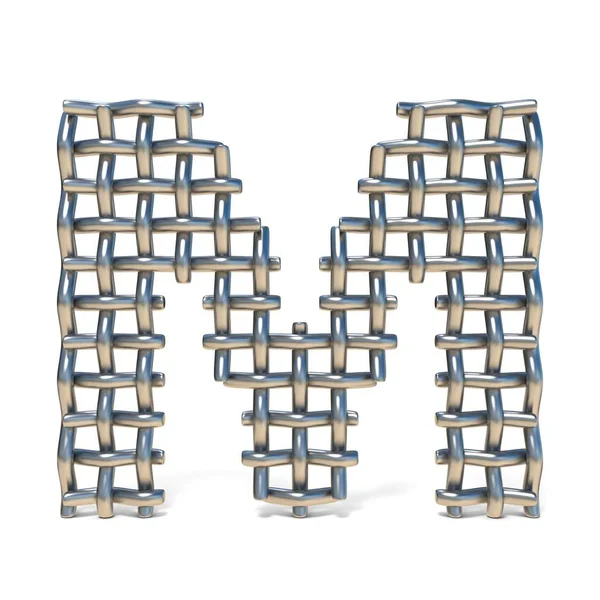 Metal tel kafes yazı tipi mektup M 3d — Stok fotoğraf
