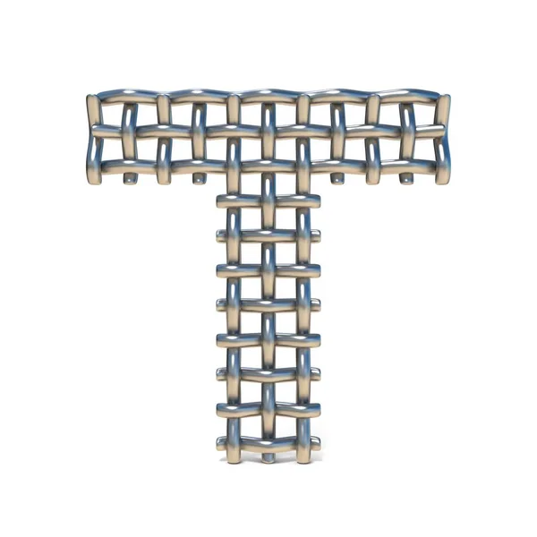 금속 와이어 메쉬 글꼴 문자 T 3d — 스톡 사진