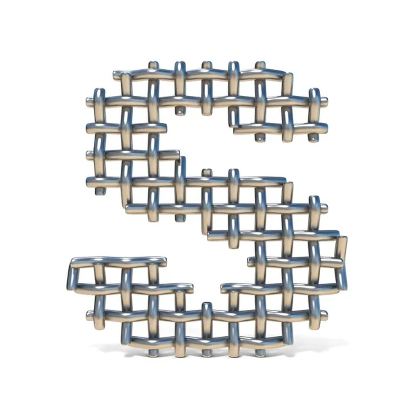 Metal tel kafes yazı tipi S harfi 3d — Stok fotoğraf