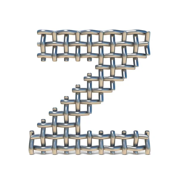 Metal tel kafes yazı tipi harf Z 3d — Stok fotoğraf