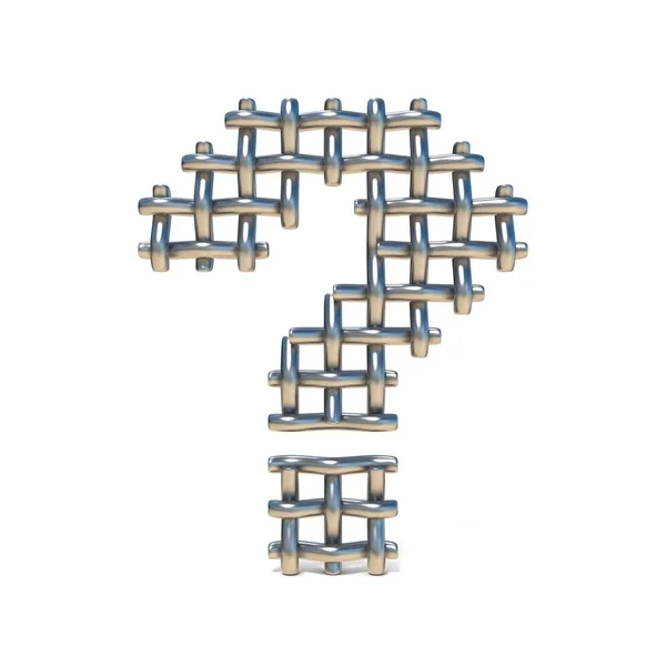 Metal wire mesh font QUESTION MARK 3D — Stock Photo, Image