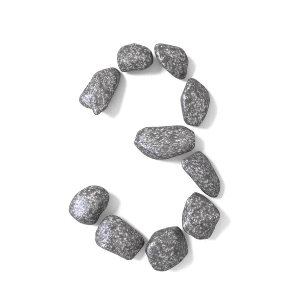 Font made of rocks NUMBER three 3 3D — Stock Photo, Image