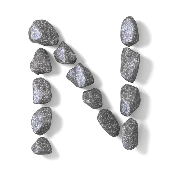 Fuente hecha de rocas LETTER N 3D — Foto de Stock