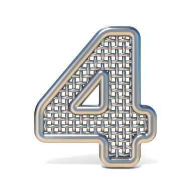 Anahattı hazırlanmış metal tel kafes yazı tipi sayısı 4 dört 3d