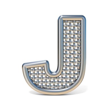 Anahattı hazırlanmış metal tel kafes yazı tipi harf J 3d