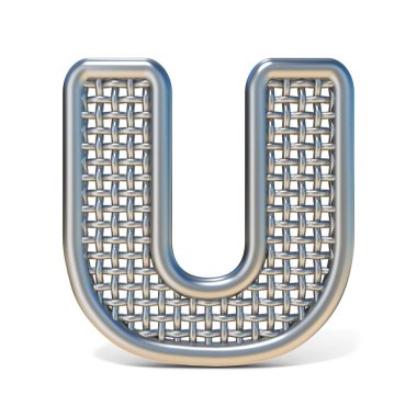 Anahattı hazırlanmış metal tel kafes yazı tipi harf U 3d