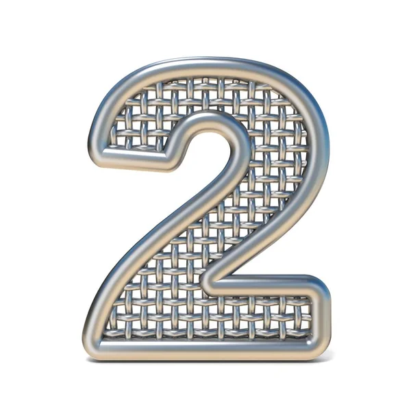 Περιγραμμένη μεταλλικό σύρμα ματιών γραμματοσειρά αριθμός δύο 2 3d — Φωτογραφία Αρχείου