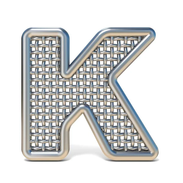 Anahattı hazırlanmış metal tel kafes yazı tipi mektup K 3d — Stok fotoğraf