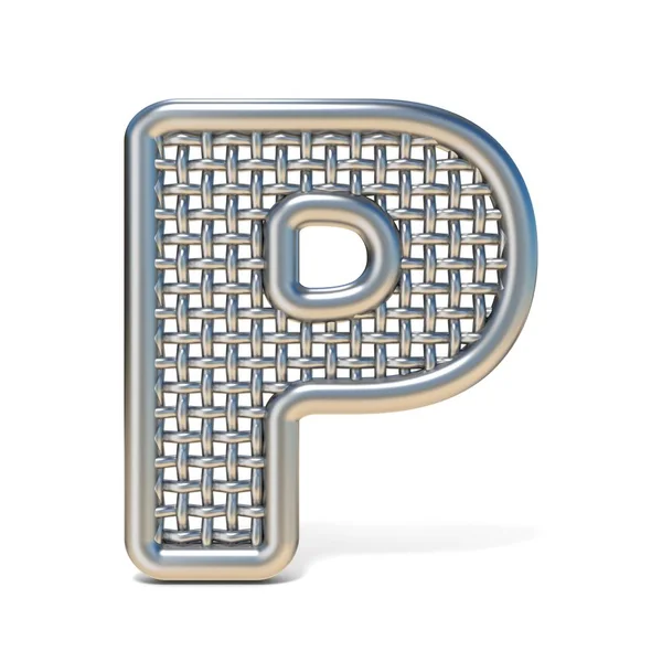 Περιγραμμένη μεταλλικό σύρμα ματιών γραμματοσειρά γράμμα P 3d — Φωτογραφία Αρχείου