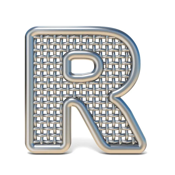輪郭を描かれた金属ワイヤ メッシュ フォント文字 R 3d — ストック写真