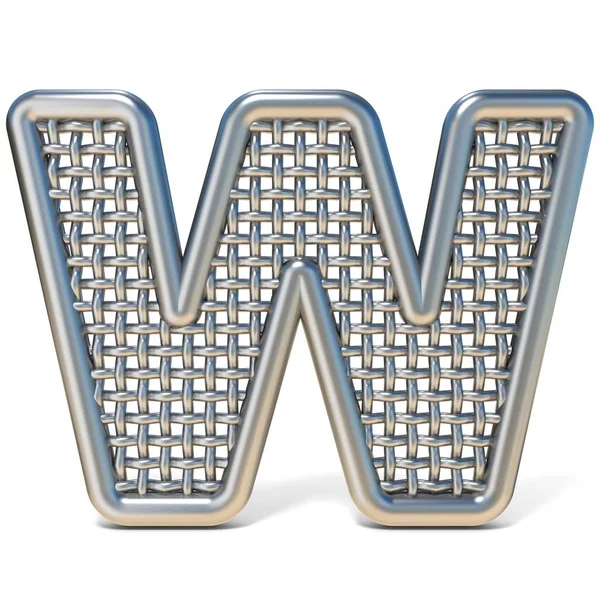 Tagolt fémhuzalból háló betűtípus betű W 3d — Stock Fotó