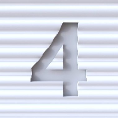 Dalga yüzey numarası 4 dört fontta kesip 3d