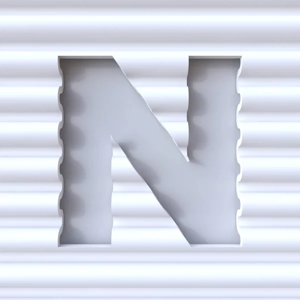 Cortar fuente en superficie de onda LETTER N 3D — Foto de Stock