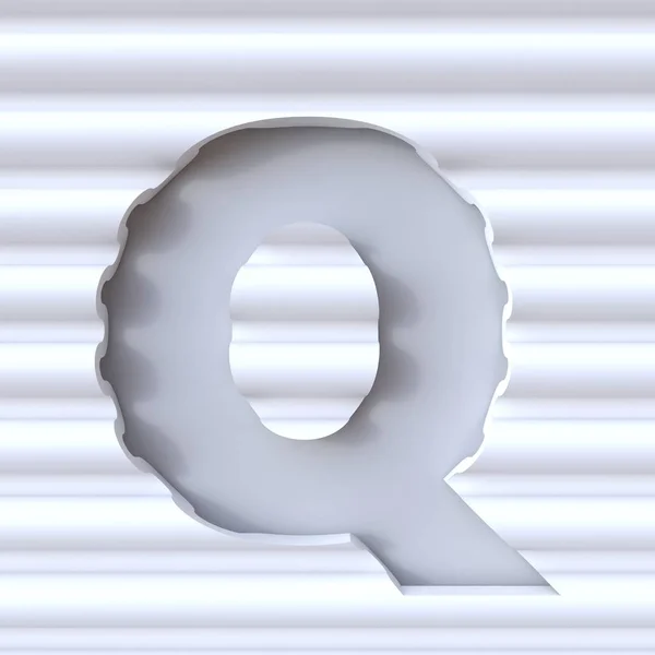 Cut out font in wave surface LETTER Q 3D — Stock Photo, Image