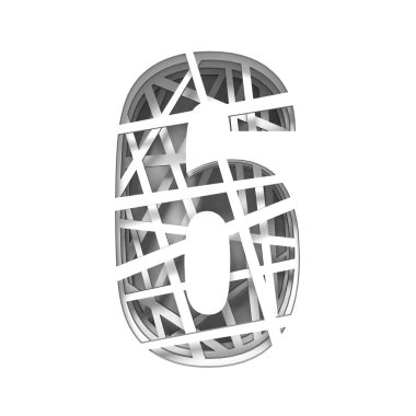 Yazı tipi numarasını altı 6 3d kağıt kesme