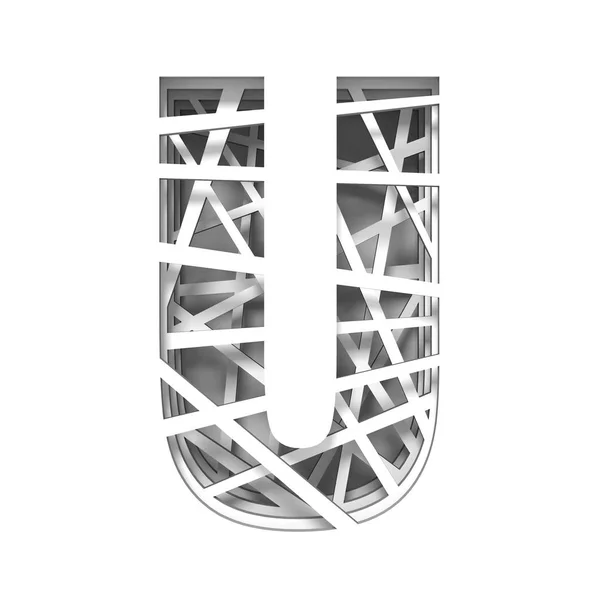 Папір вирізав літеру шрифту U 3D — стокове фото