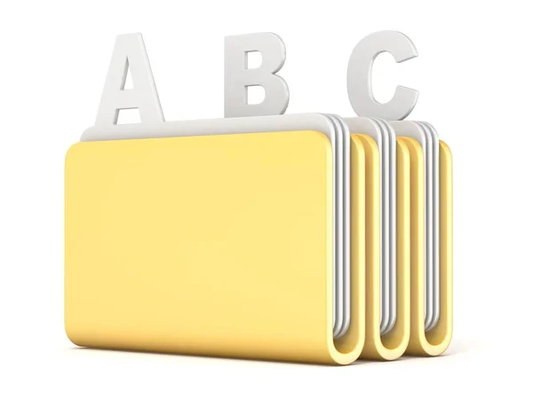 Tři počítače složky s Abc soubory 3d — Stock fotografie