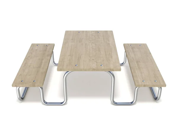 Mesa de picnic de madera 3D —  Fotos de Stock