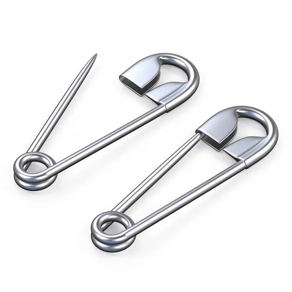 Open and closed safety pins 3D — Stock Photo, Image