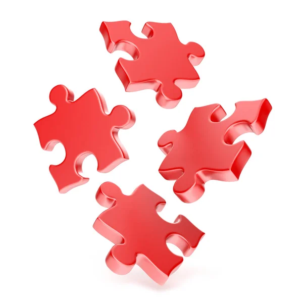 Red puzzles falling to the ground 3D — Stock Photo, Image