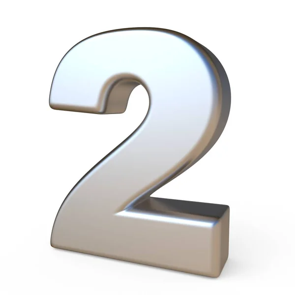 Metal font NUMBER TWO 2 3D — Stock Photo, Image